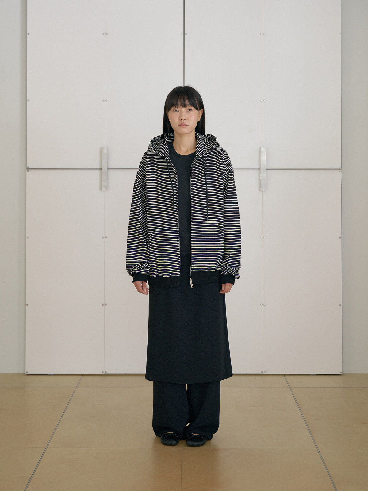 MARAN Stripe Hoodie Zip-up - Black 商品画像14/21