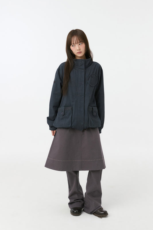 EMBROIDERY POCKET A-LINE SKIRT, PURPLE