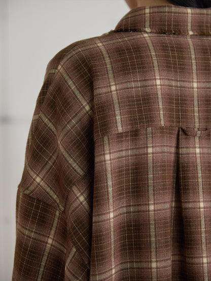 MARAN Fringe Check Shirt - Brown 商品画像17/21