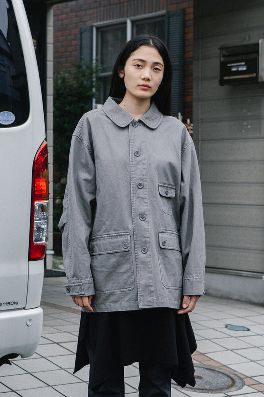[10/7予約配送] STAR FLORAL WASHED COTTON JACKET, CHARCOAL