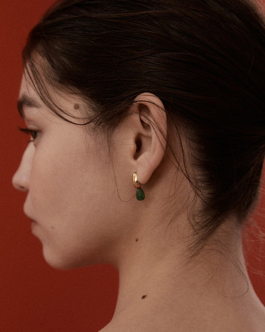 【BORNETE SEASON 24-004】Few flower earring( in Freated ruby, Onyx, Green aventyrine, Grey silver nite )