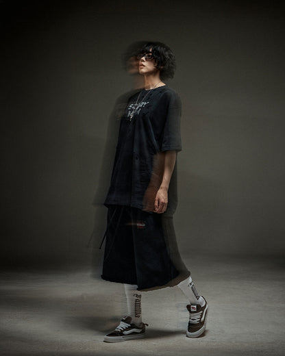 Washed destroyed bermuda P dusty black
