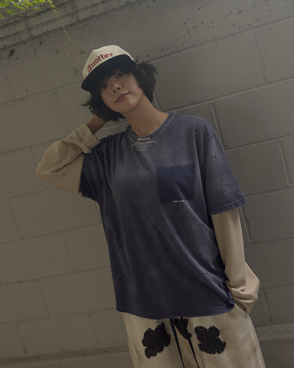 Fade out fake pocket tee navy