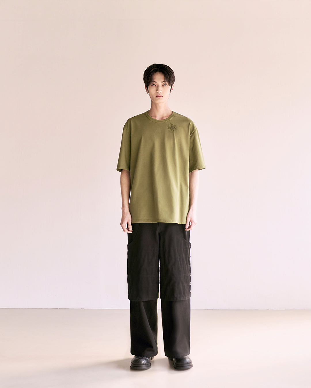 Flare Variant Layered Wide Cotton Pants_Black