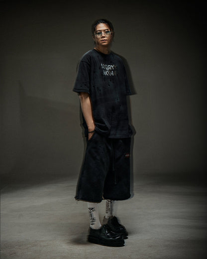 Washed destroyed bermuda P dusty black