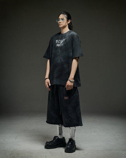 Washed destroyed bermuda P dusty black