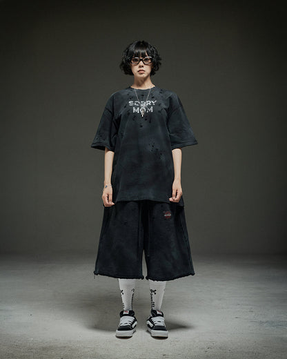 Washed destroyed bermuda P dusty black