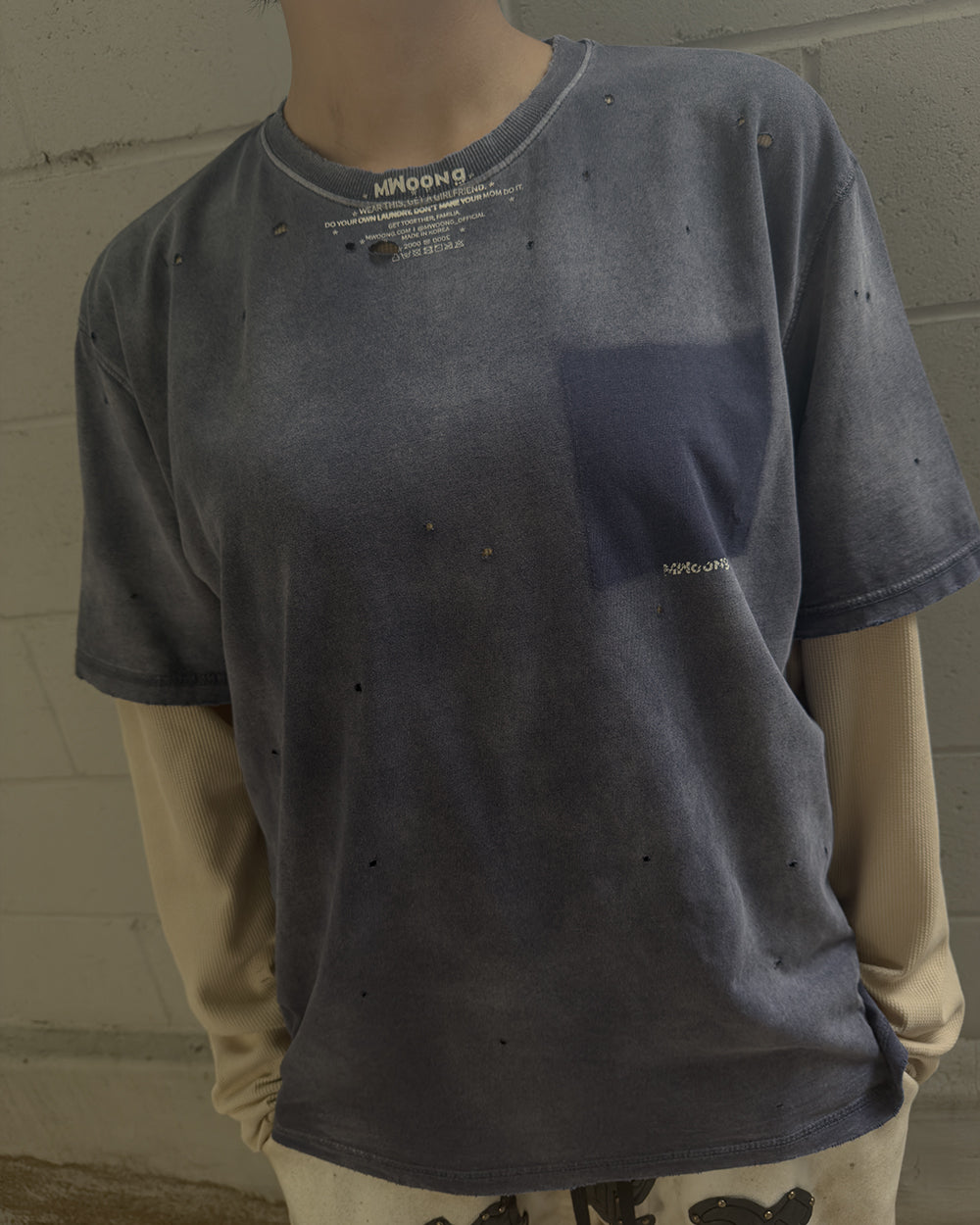 Fade out fake pocket tee navy