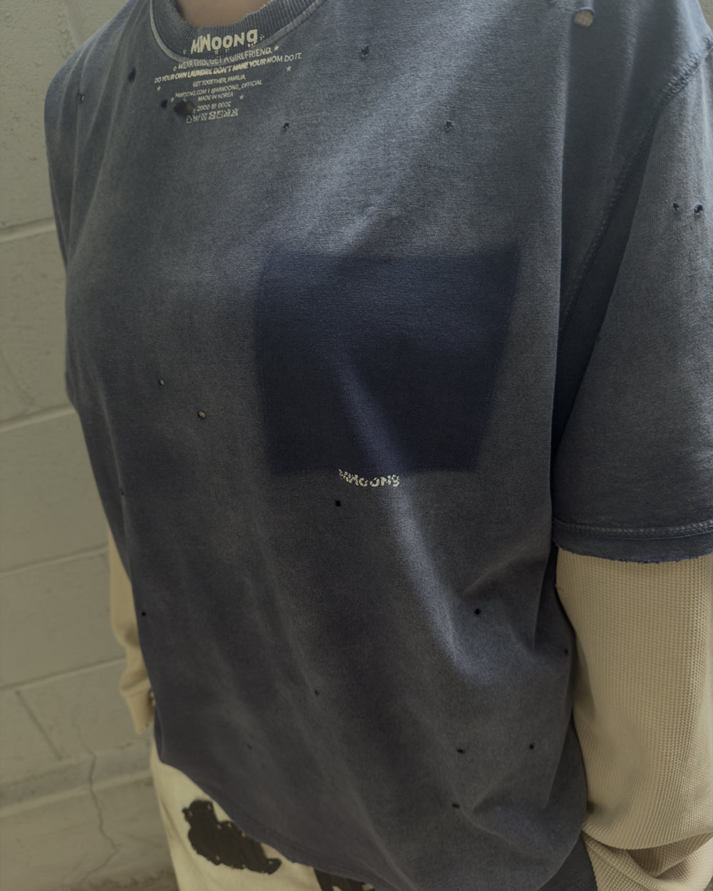 Fade out fake pocket tee navy