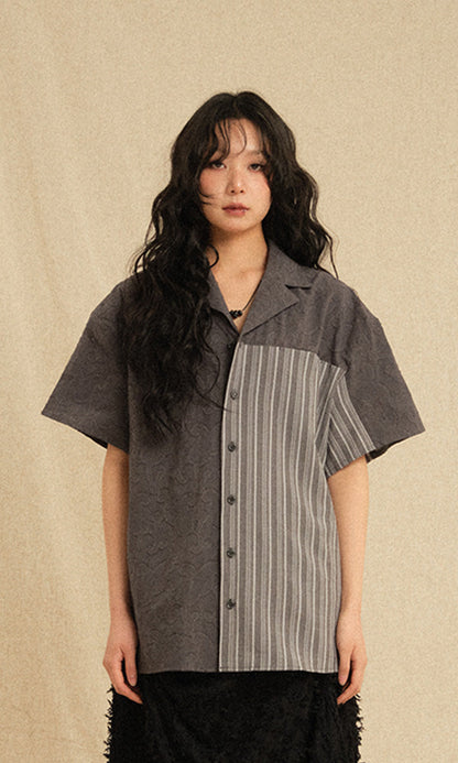 Ethnic Coloring Open Collar Shirts Grey (Ver. 26ss)