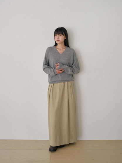 Cashmere Blend V-neck Pullover - Gray 11