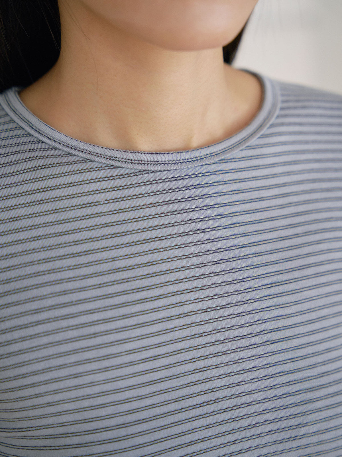 Rib Stripe Long Sleeve - Blue 7