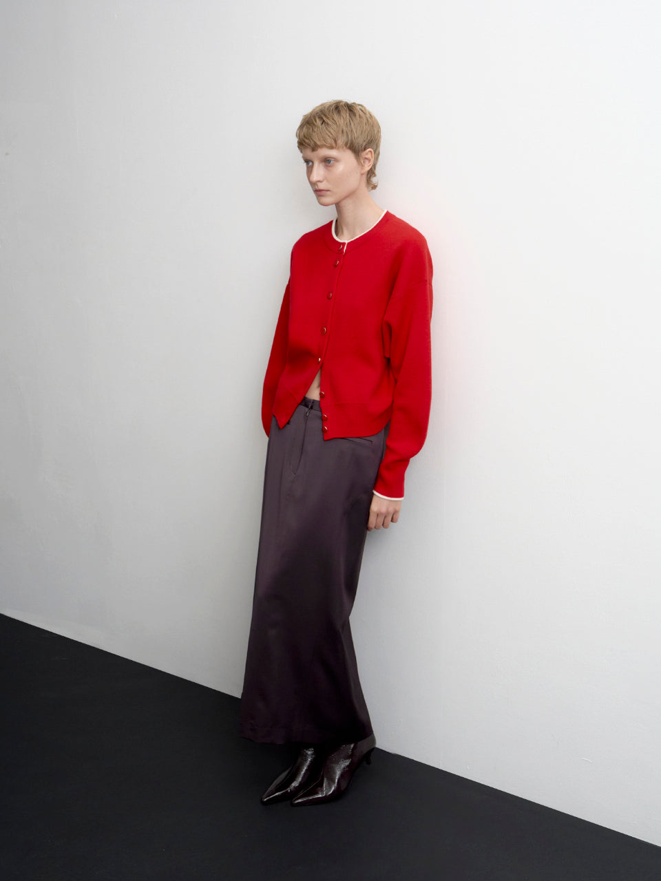 【ARIK. アリク AW】Lyra satin maxi skirt Plum Brown