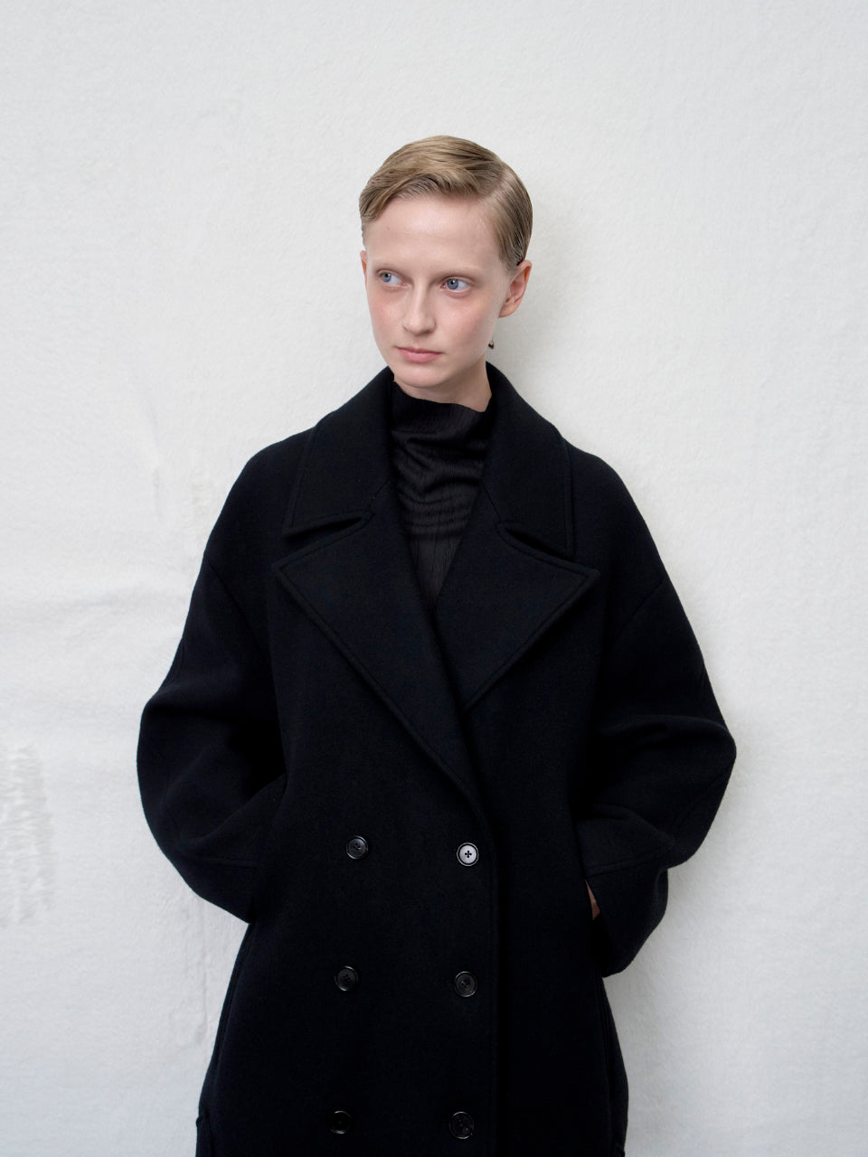 【ARIK. アリク AW】Anser wool oversized pea coat Black