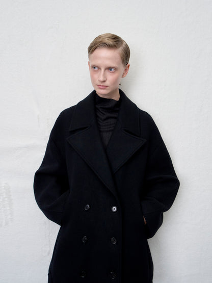 ARIK. Anser wool oversized pea coat in Black