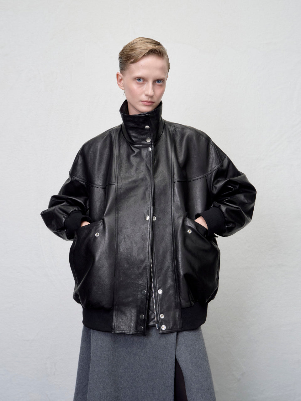 【ARIK. アリク AW】Segin oversized panel leather bomber jacket by ONLY FRANK s.r.l