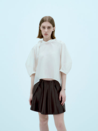 [ARIK.] [25SS] ALKES Panel flare skirt Umber Brown