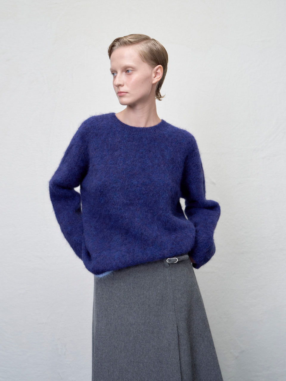 【ARIK. アリク AW】Shaula boxy alpaca knit jumper Violet Blue