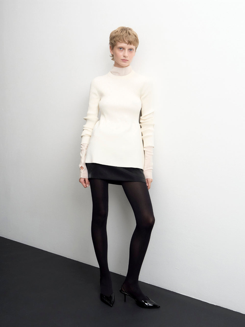 【ARIK. アリク AW】Ara panel flare knit top Cream