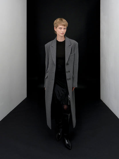 【ARIK. アリク AW】Libra tailored single breasted wool coat Melange Grey