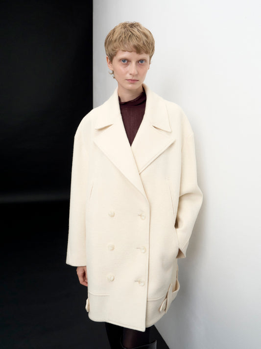 【ARIK. アリク AW】Anser boucle oversized pea coat Rice