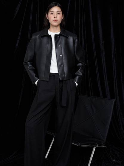 【MAGJAY】Slick Leather Jacket - Black
