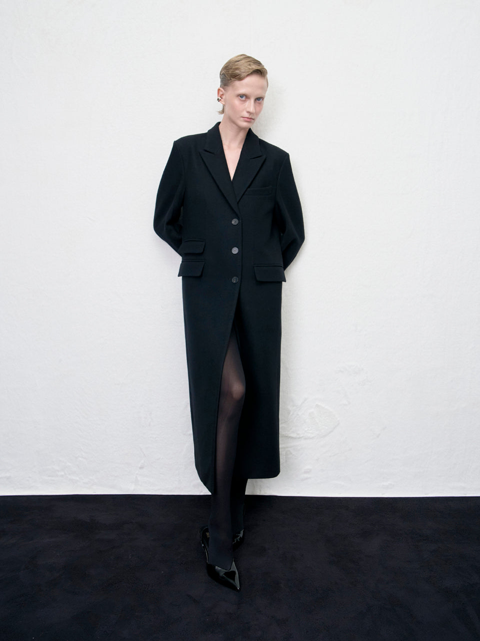 【ARIK. アリク AW】[REORDER] Libra tailored single breasted wool coat Black