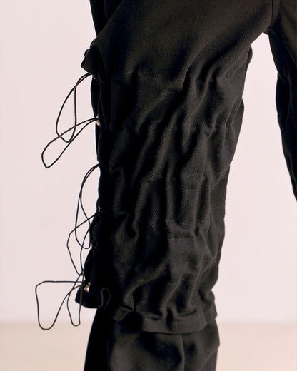 Flare Variant Layered Wide Cotton Pants_Black