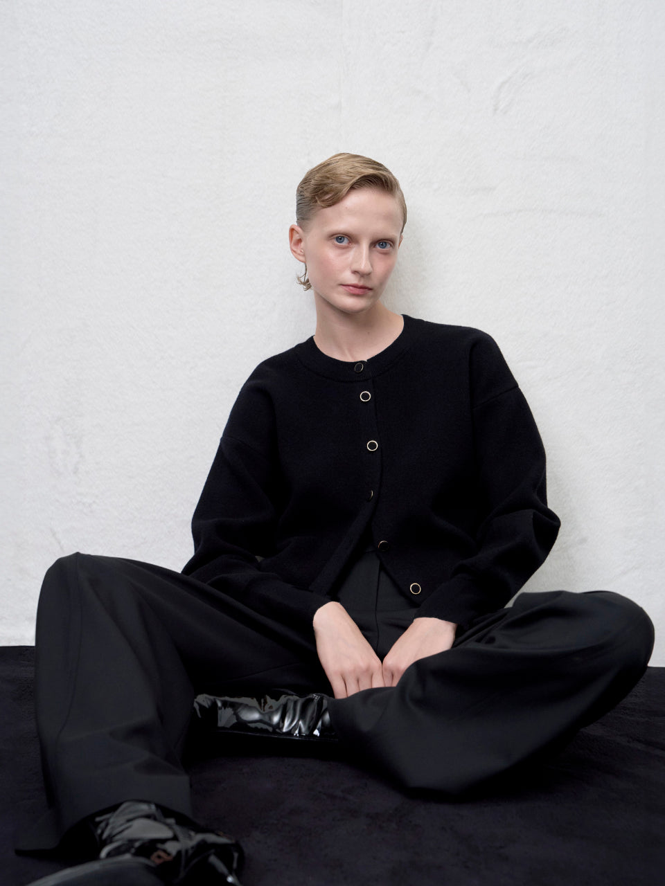 【ARIK. アリク AW】Asellus volume sleeve knit cardigan Black