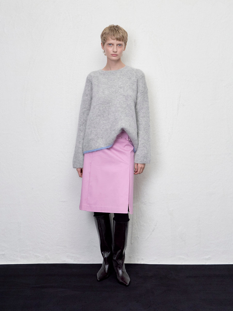 【ARIK. アリク AW】Shaula boxy alpaca knit jumper Melange Grey