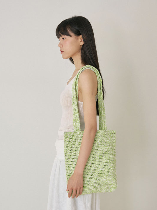 Handmade Paper Yarn Knitted Bag - Green