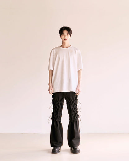 Flare Variant Layered Wide Cotton Pants_Black