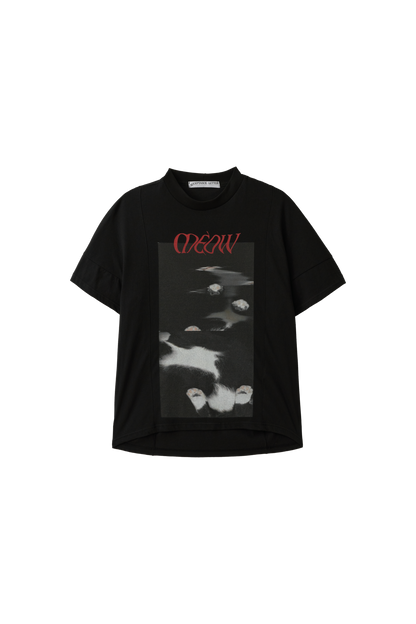 Meow Curve T-Shirt - Cream, Black