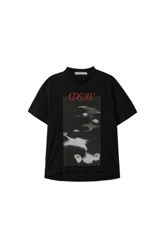 Meow Curve T-Shirt - Cream, Black