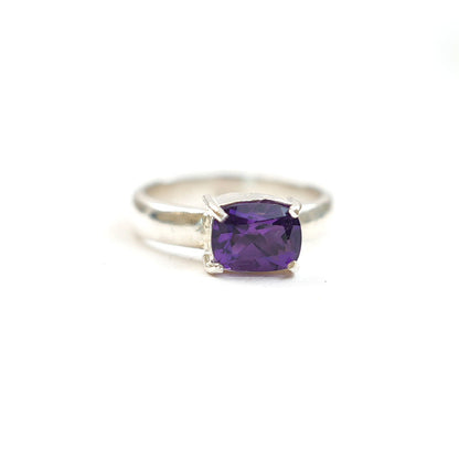 [SUMMER TAG SOL] Amethyst Prong Facet 925 Silver Ring