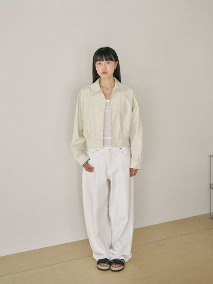 Curved Denim Pants - Ivory 8