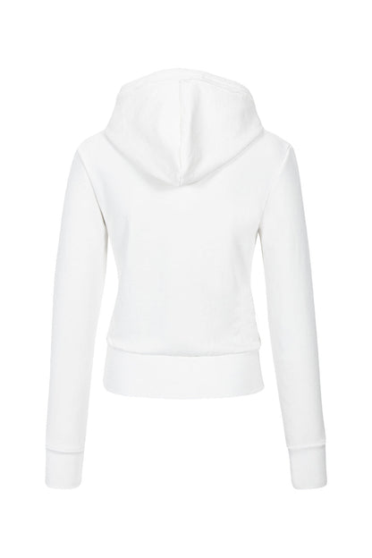 VINTAGE EYELET HOODED ZIP-UP -WHITE