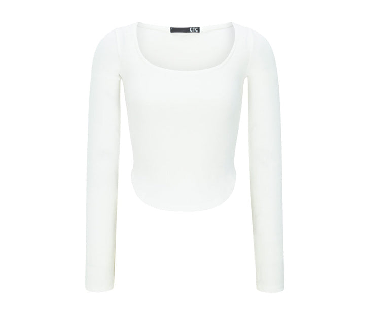 BASIC ROUND NECK LONG SLEEVE -WHITE 
