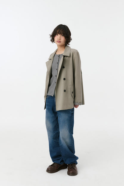 VINTAGE FLORAL HALF COAT, KHAKI