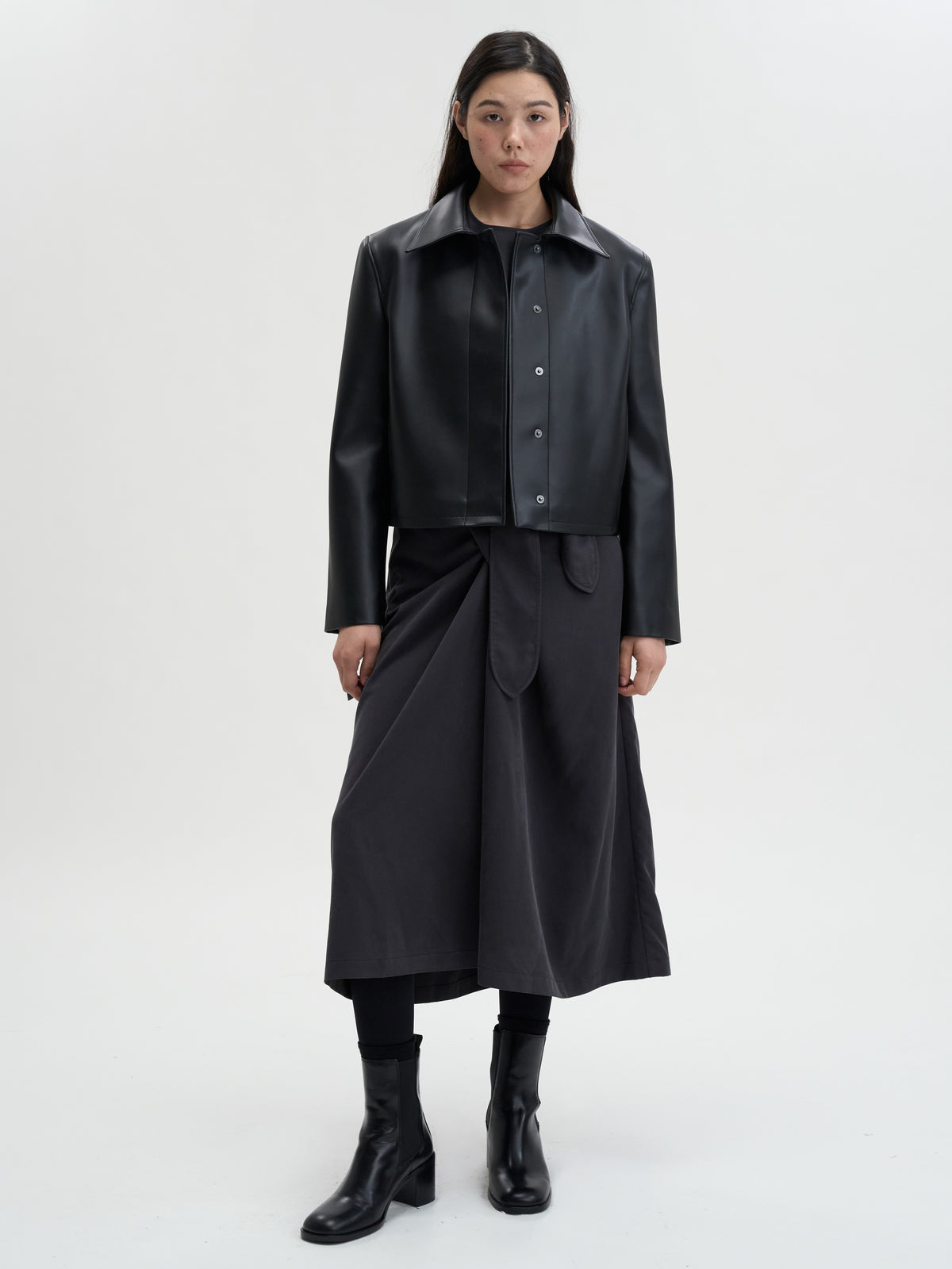 【MAGJAY】Slick Leather Jacket - Black
