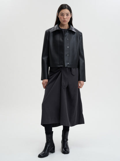 【MAGJAY】Slick Leather Jacket - Black