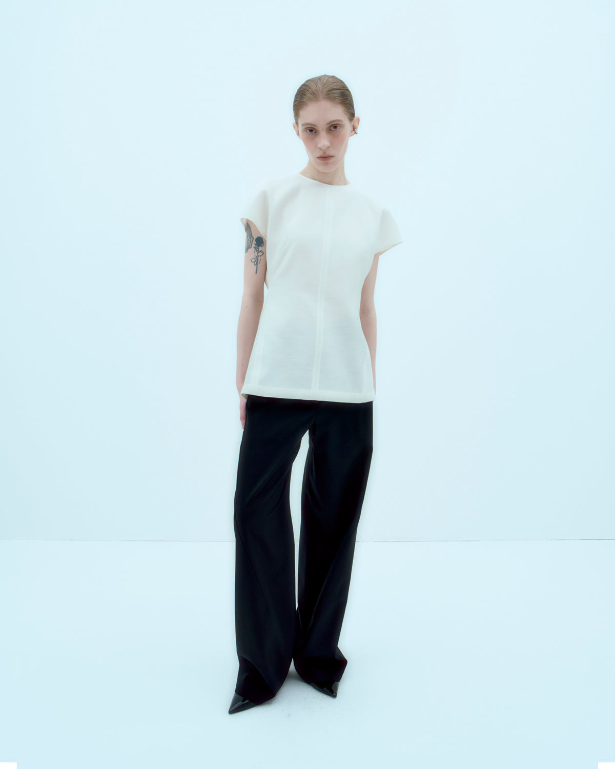 [ARIK.] [25SS] AIN silk blouse top Ivory