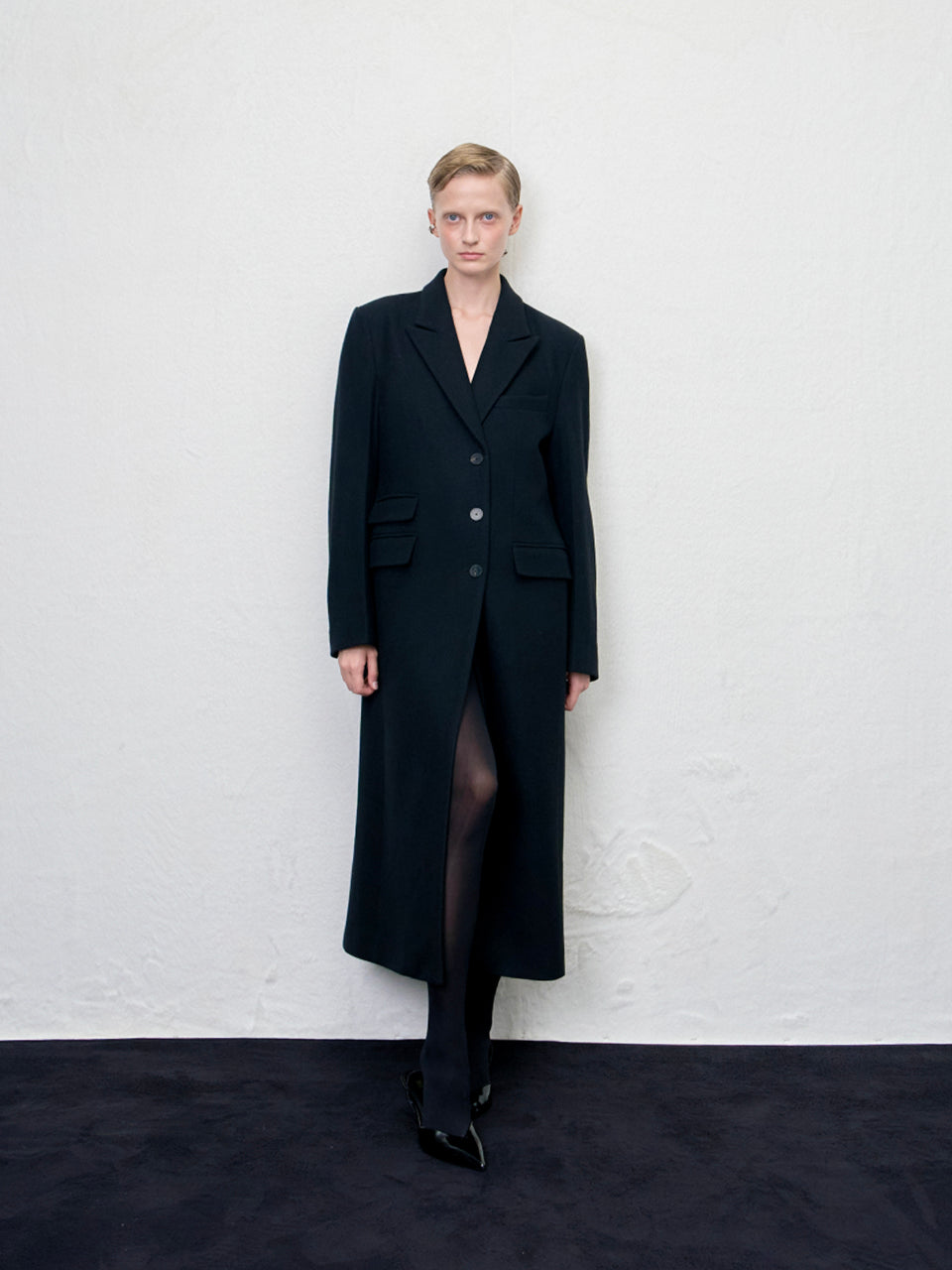 【ARIK. アリク AW】[REORDER] Libra tailored single breasted wool coat Black