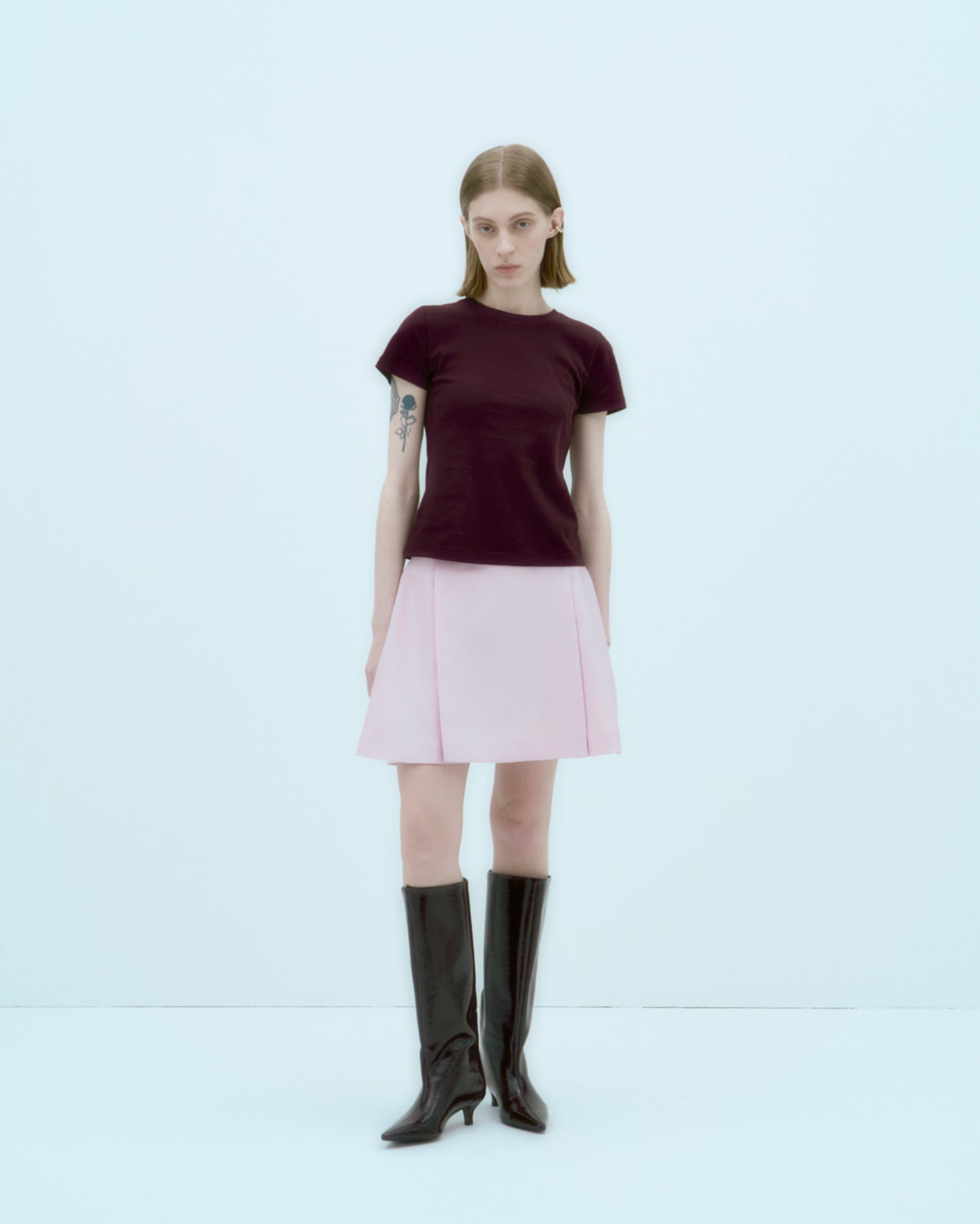 [ARIK.] [25SS] ALKES Panel flare skirt Orchid Pink