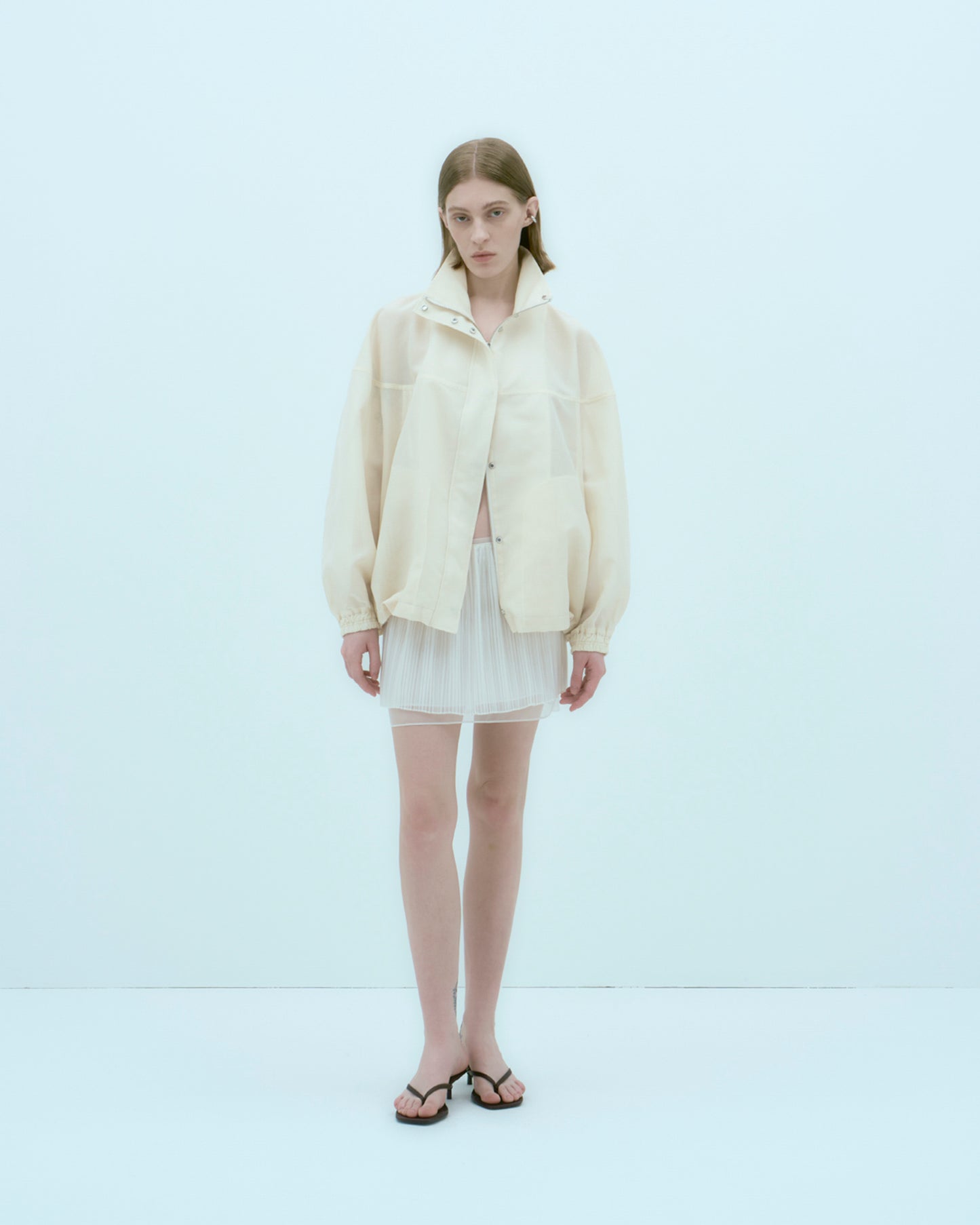 [ARIK.] [25SS] ELBA oversized sheer bomber jacket Butter Cream