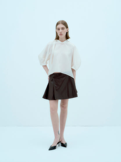 [ARIK.] [25SS] ALKES Panel flare skirt Umber Brown