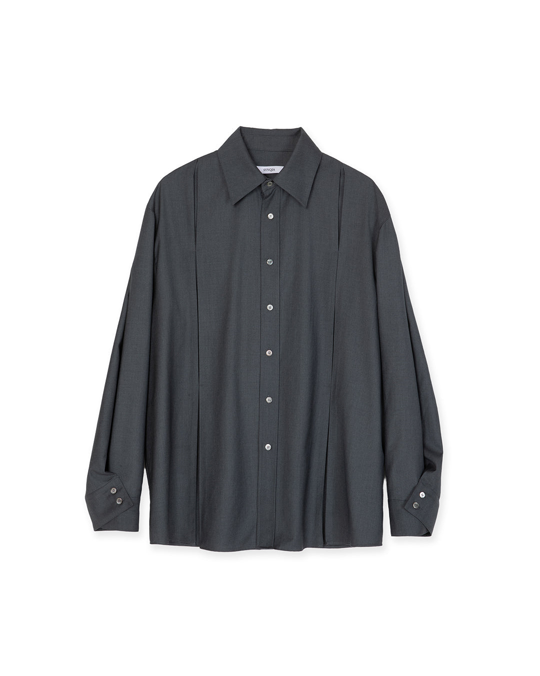 WOOL BLEND INVERTED PLEAT TAILORED SHIRTS GRAY 