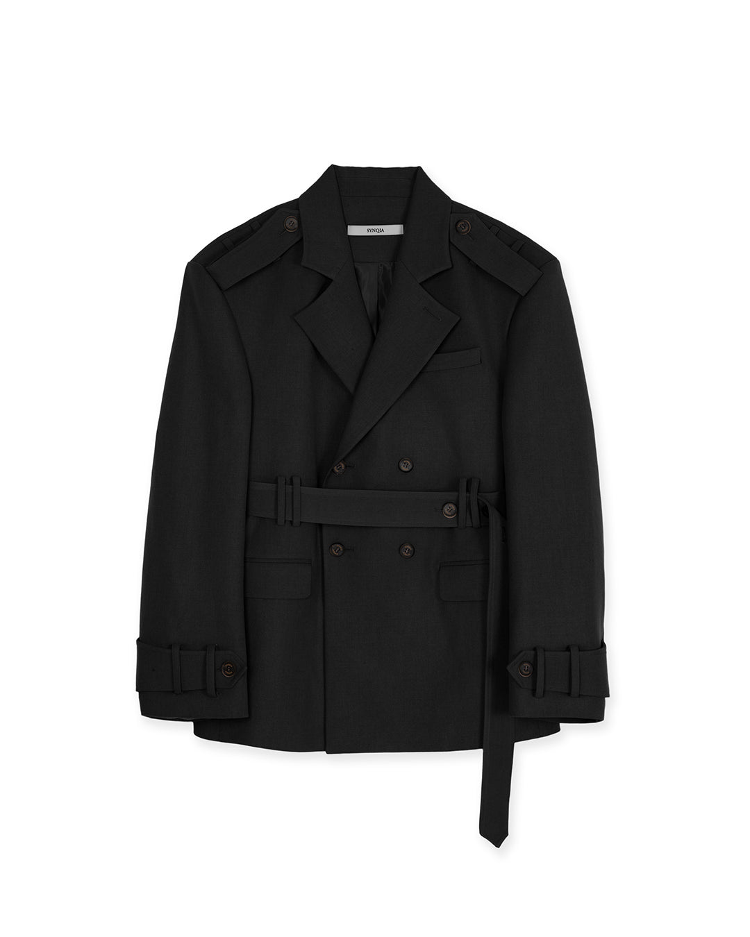 DOUBLE BREATED UTILITY TAILORED JACKET -BLACK