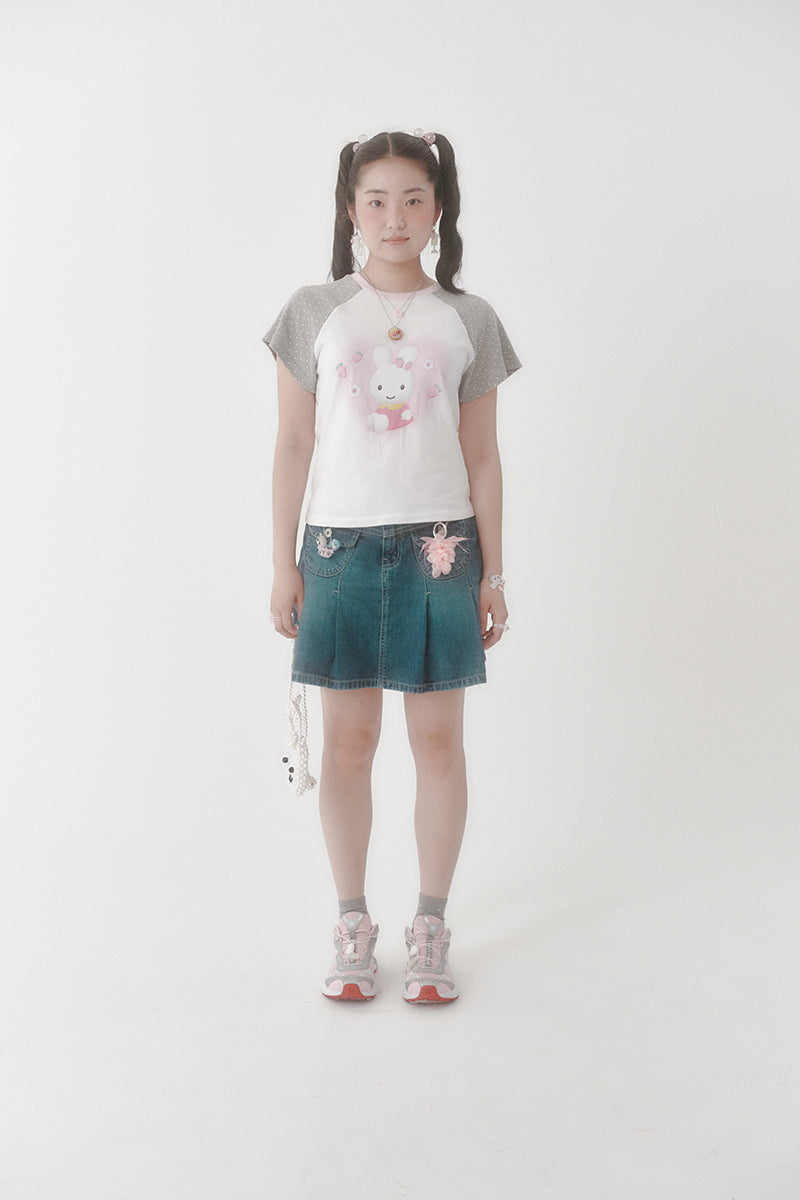 [X YOUNGART] Strawberry Seed Dot KIDDY Raglan T-Shirt