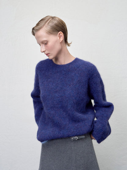 [ARIK. Arik AW] Shaula boxy alpaca knit jumper Violet Blue